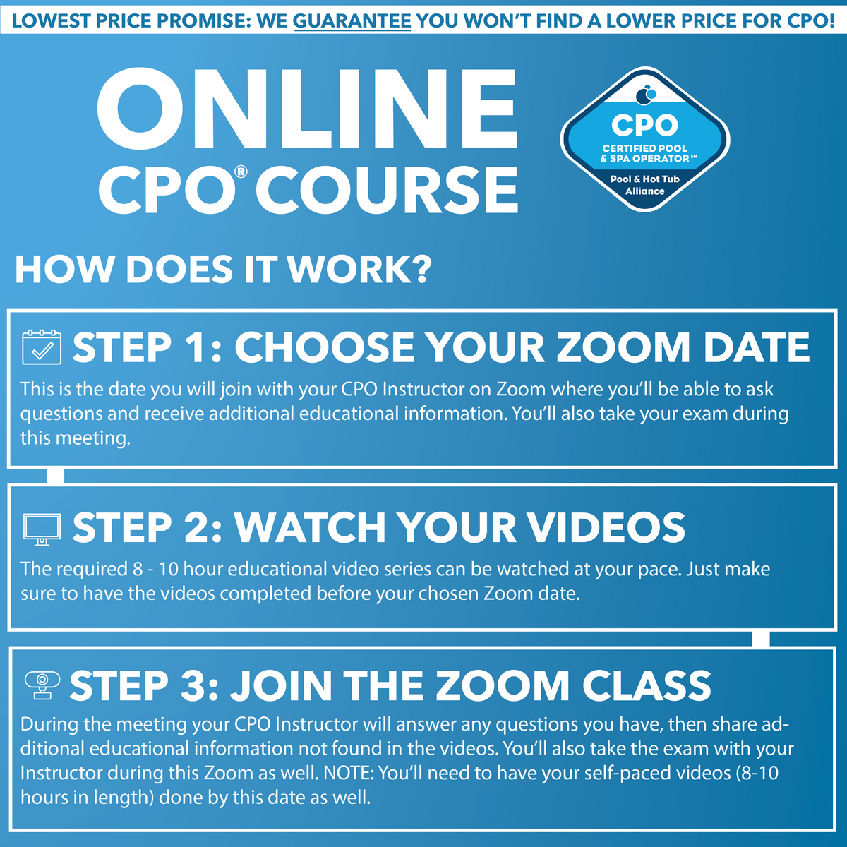 CPO Certification for the lowest price available for swimming pool and hot tub operators
